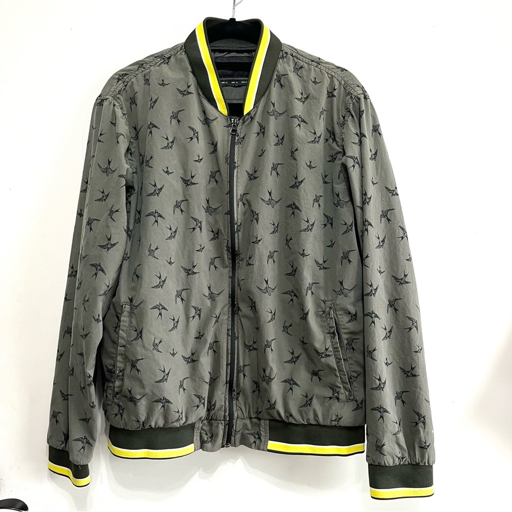 Cactus Man by Ricky Singh Zip Up Jacket Sparrow Print Size XL
